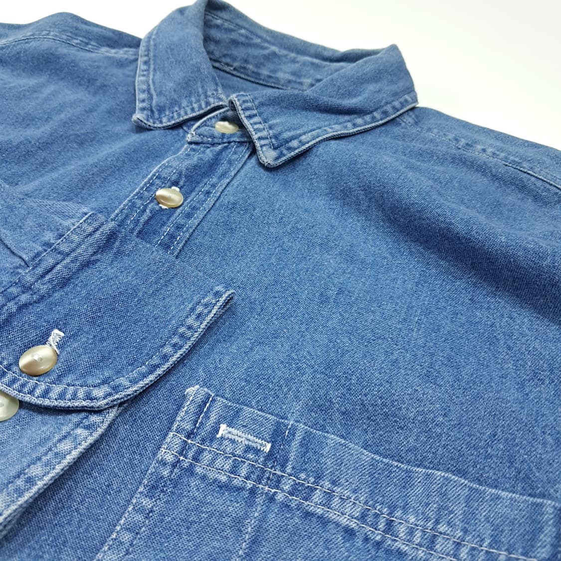 CL513 L 말보로 90s 미국판 코튼 미디엄워시 데님셔츠 남방 상품이미지4