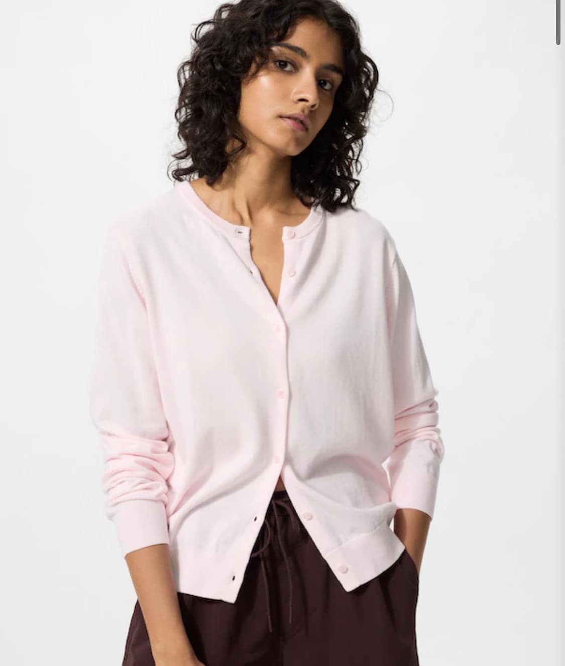 유니클로 크루넥 긴팔 단추 가디건 화이트 새상품 상품이미지2