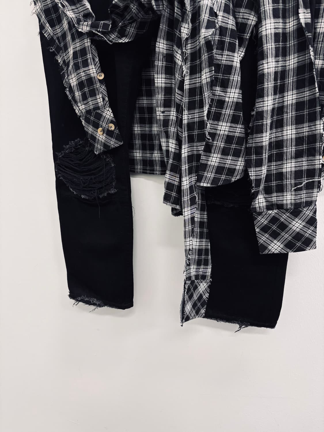 (새 상품) 벤 타버니티 언라벨 프로젝트 도킹 체크 셔츠 데님 팬츠 상품이미지5