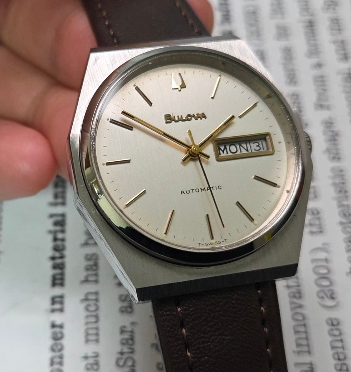 빈티지 부로바 데이데이트 팔각옥토 실버판 골드인덱스 오토매틱 상품이미지1