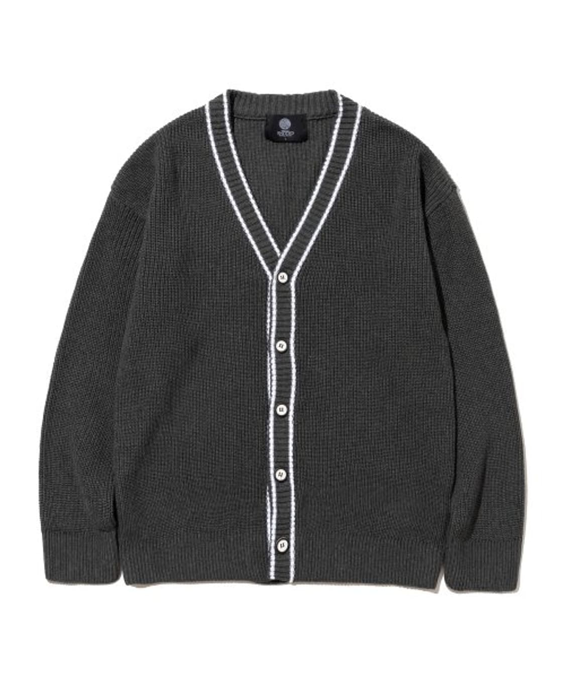 니티드 블랙 소프트니트 배색 가디건 100 L  새제품 상품이미지1