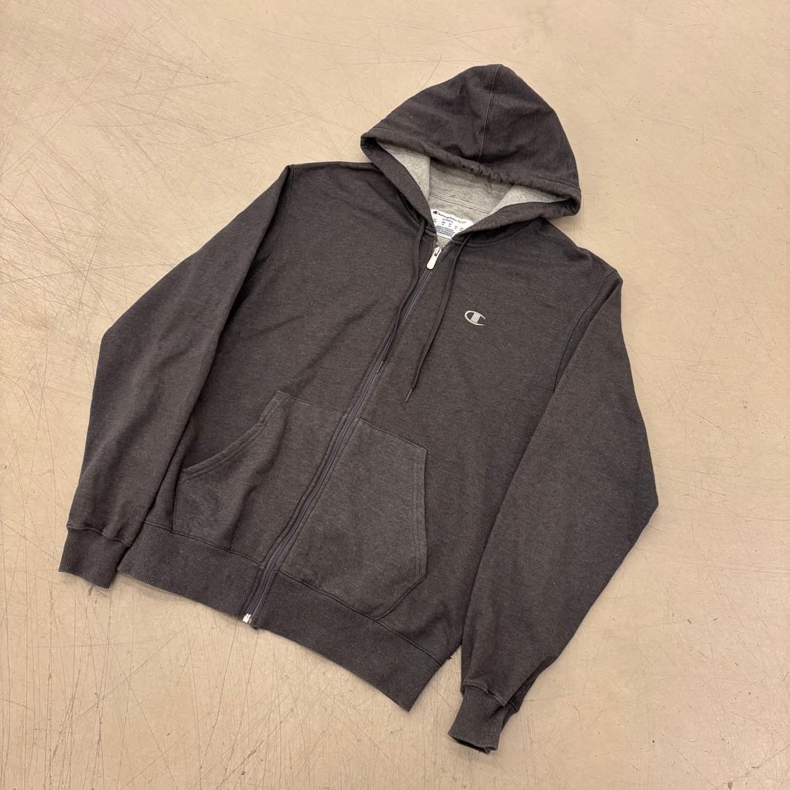 챔피온 그레이 스몰로고 후드 집업 상품이미지1