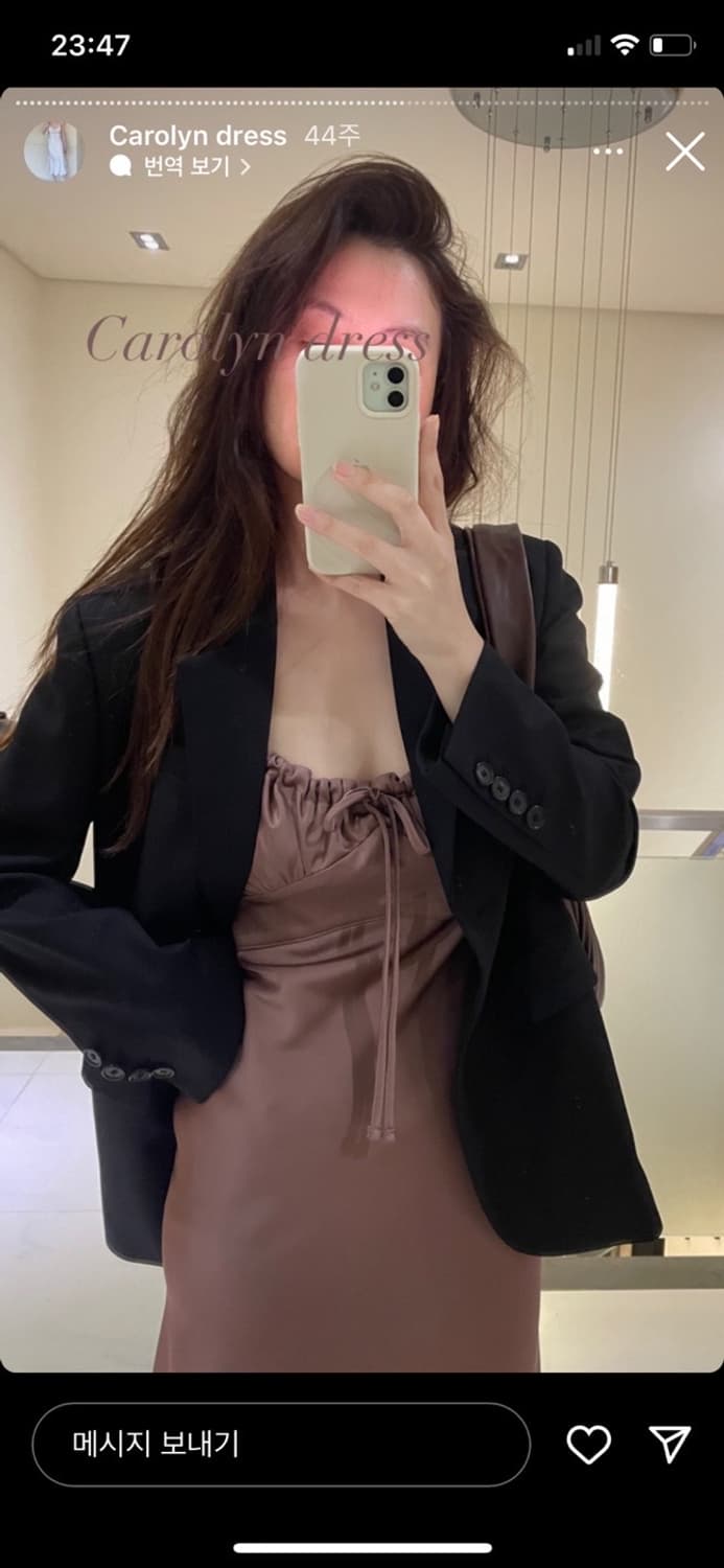 55사이즈) 보떼나뛰렐 carolyn 캐롤린 새틴 끈나시 미디원피스 상품이미지4