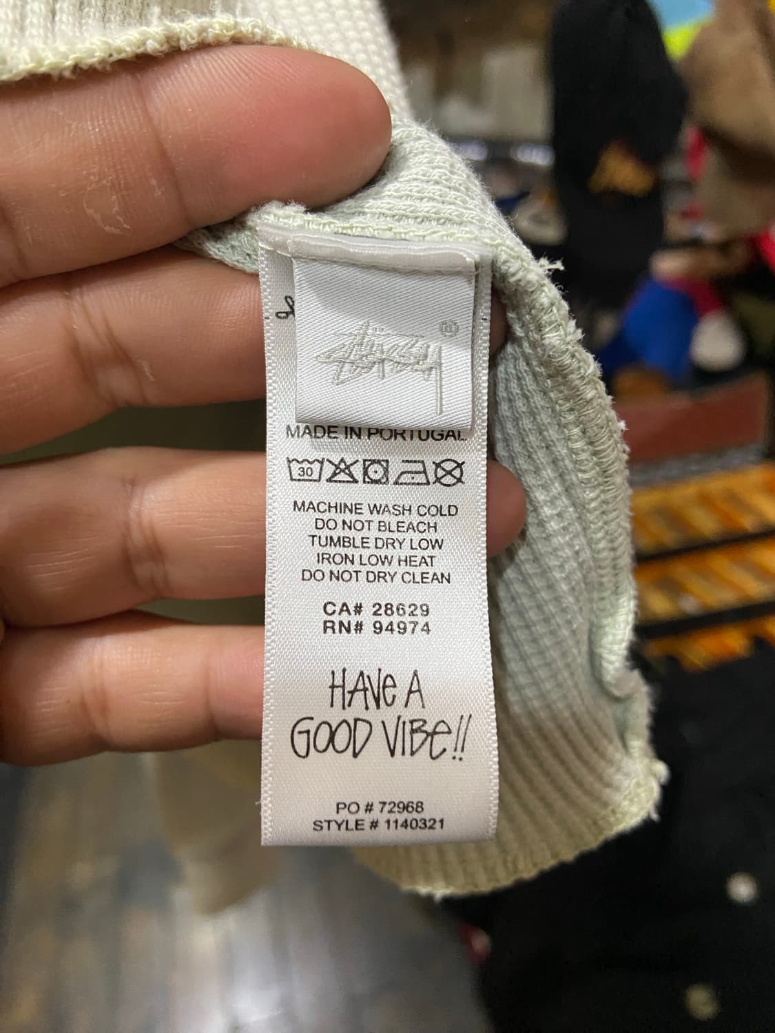 stussy 스투시 래글런 써멀 롱슬리브 크루 본 (와플 니트) 상품이미지6
