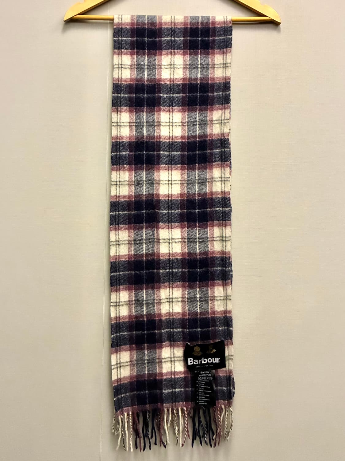 Barbour 바버 램스울 스트라이프 타탄체크 숏머플러 목도리 상품이미지3