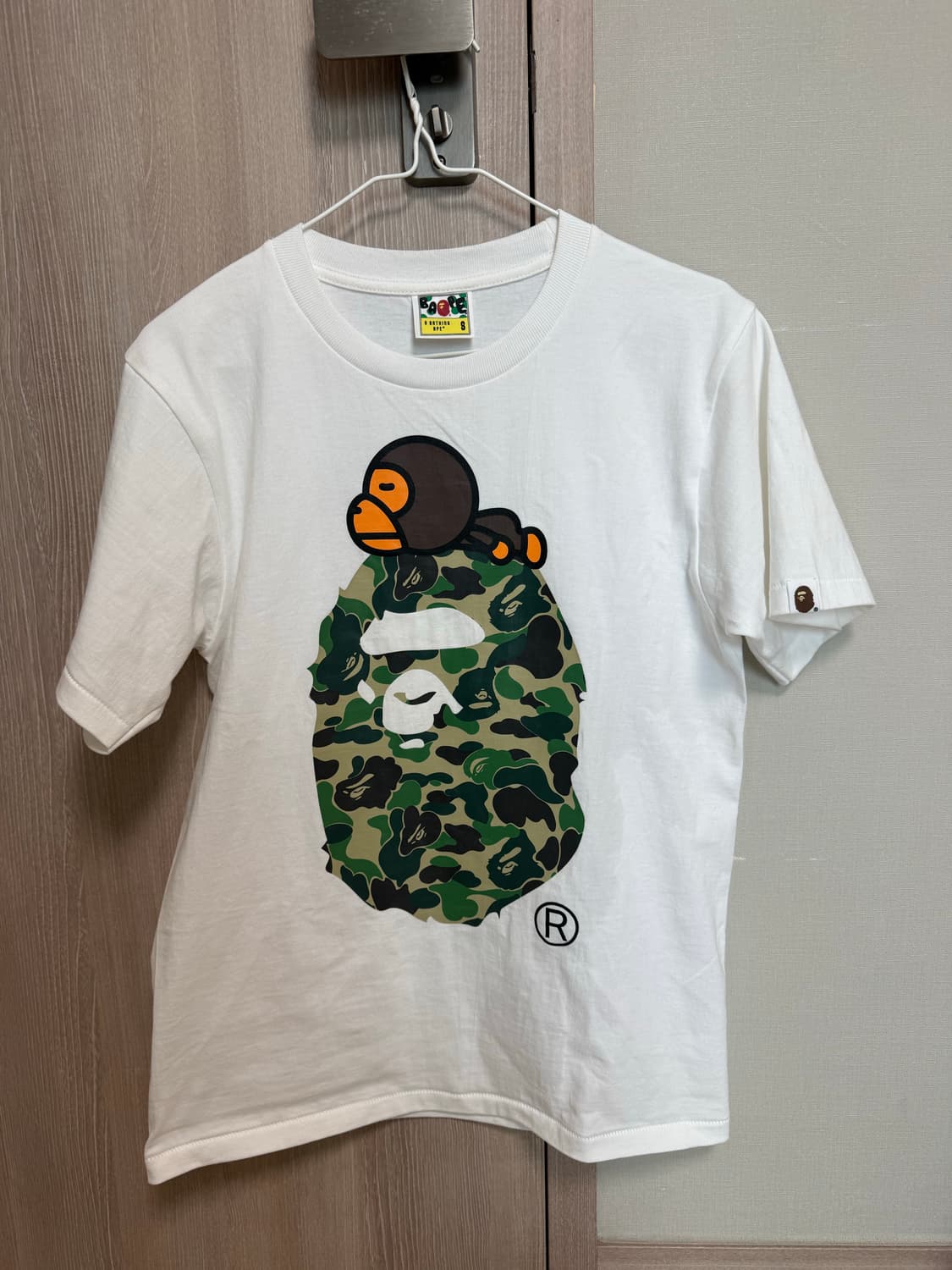 베이프 반팔 ABC 카모 마일로 온 빅 에이프 티셔츠 화이트 그린 상품이미지2