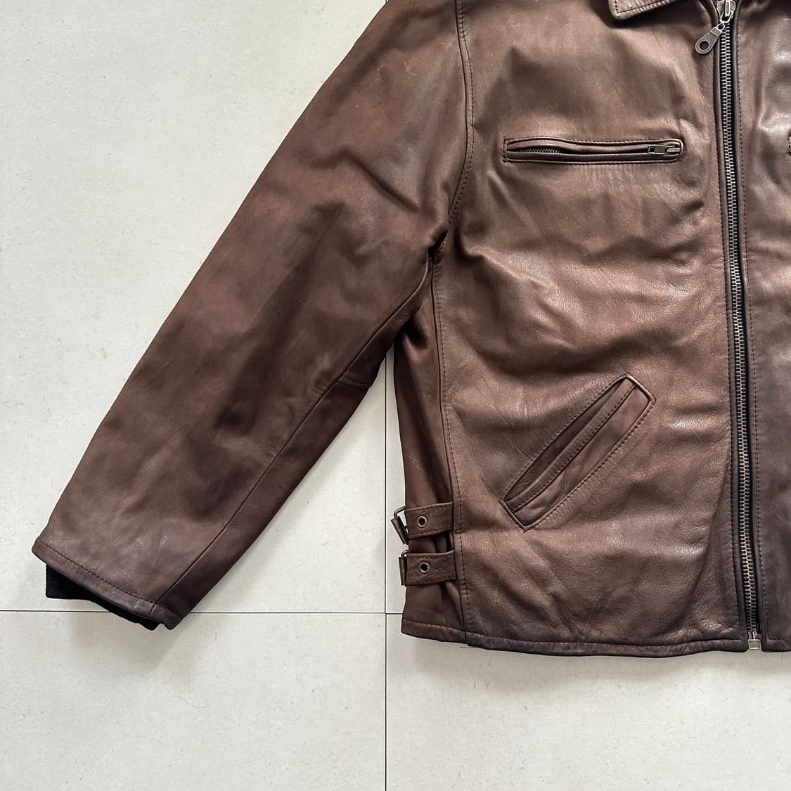 90s 이태리 생산 레더 스포츠 자켓 M 상품이미지4