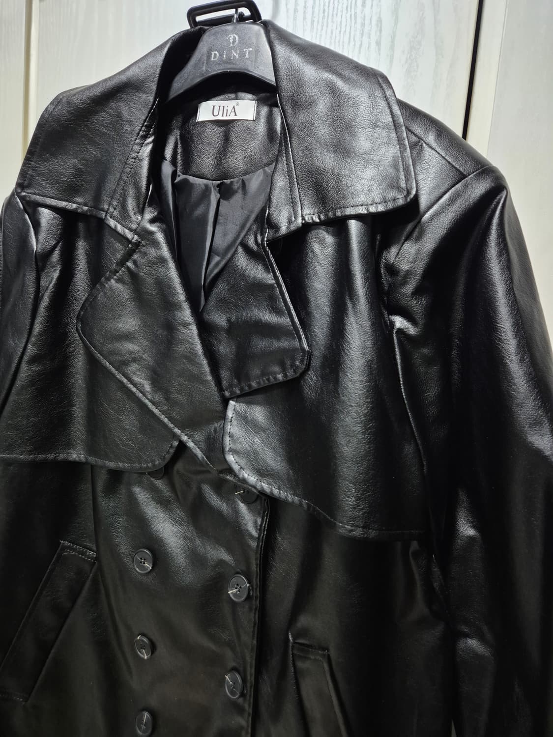DINT 딘트 블랙 레더 트렌치 코트.새상품 상품이미지7