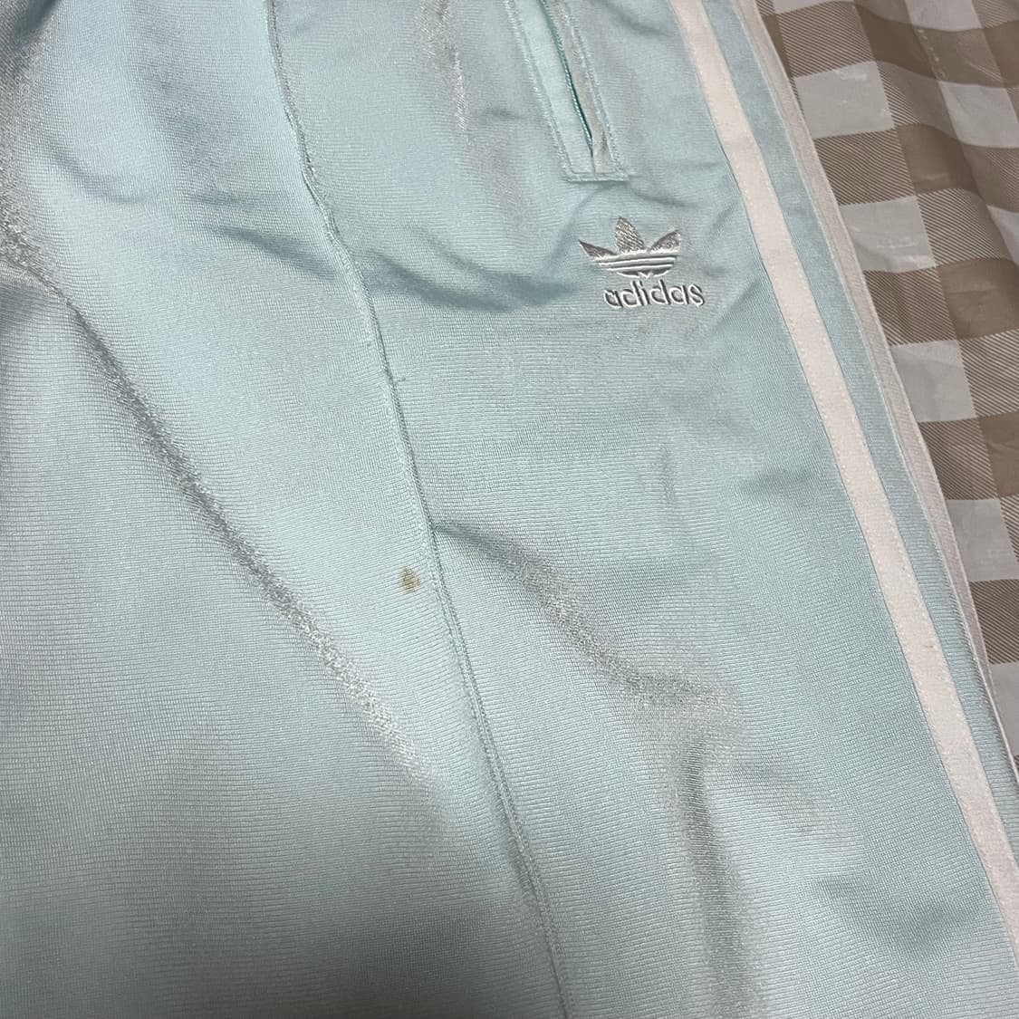 아디다스 파이어버드 트랙팬츠 L 삼선 트레이닝복 하늘 Y2K 하자 상품이미지2