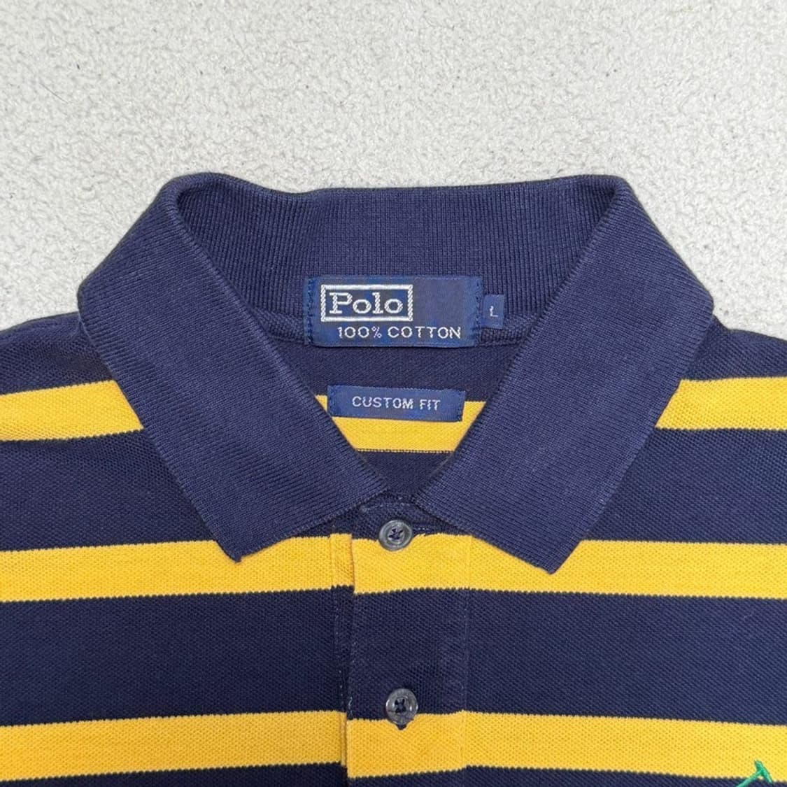 폴로 랄프로렌 빅포니 스트라이프 PK 카라 티셔츠 네이비 옐로우 L 상품이미지6