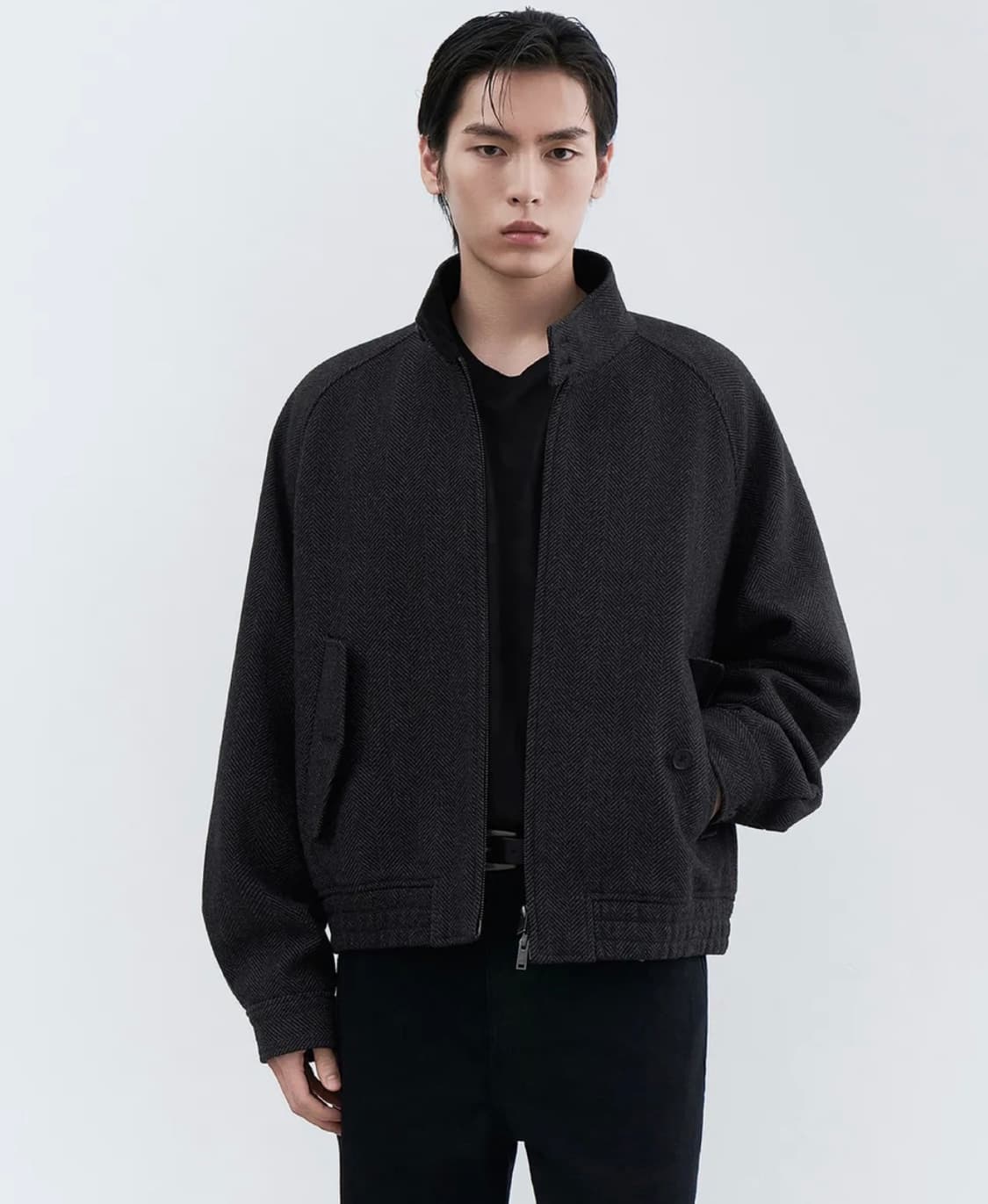 (새상품) 무탠 울 블렌드 헤링본 해링턴(다크 그레이) 2XL 상품이미지1