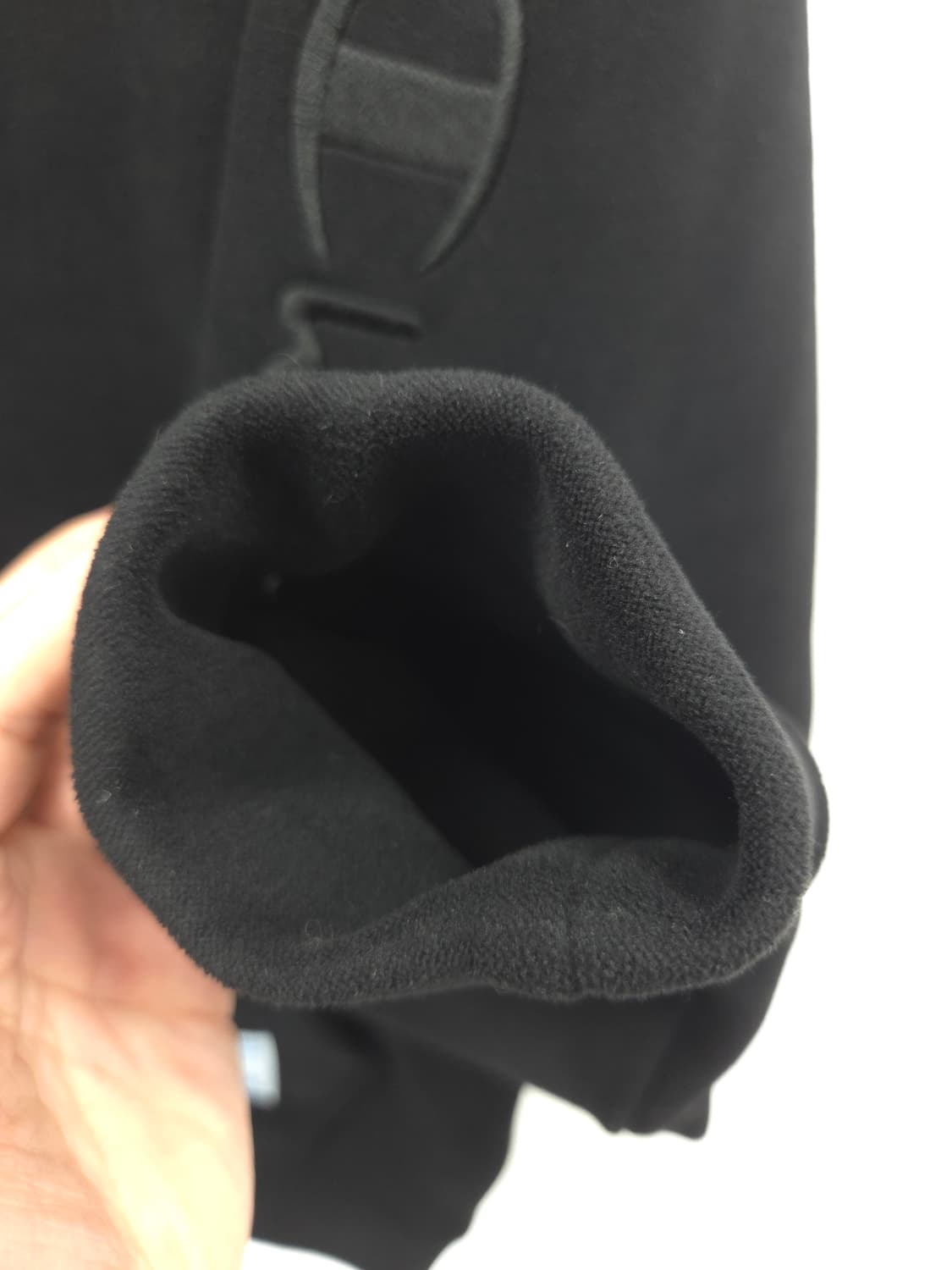 L [대장급]중고유일 챔피온 스웨이드 스펠링 팔자수 블랙 후드티 상품이미지7