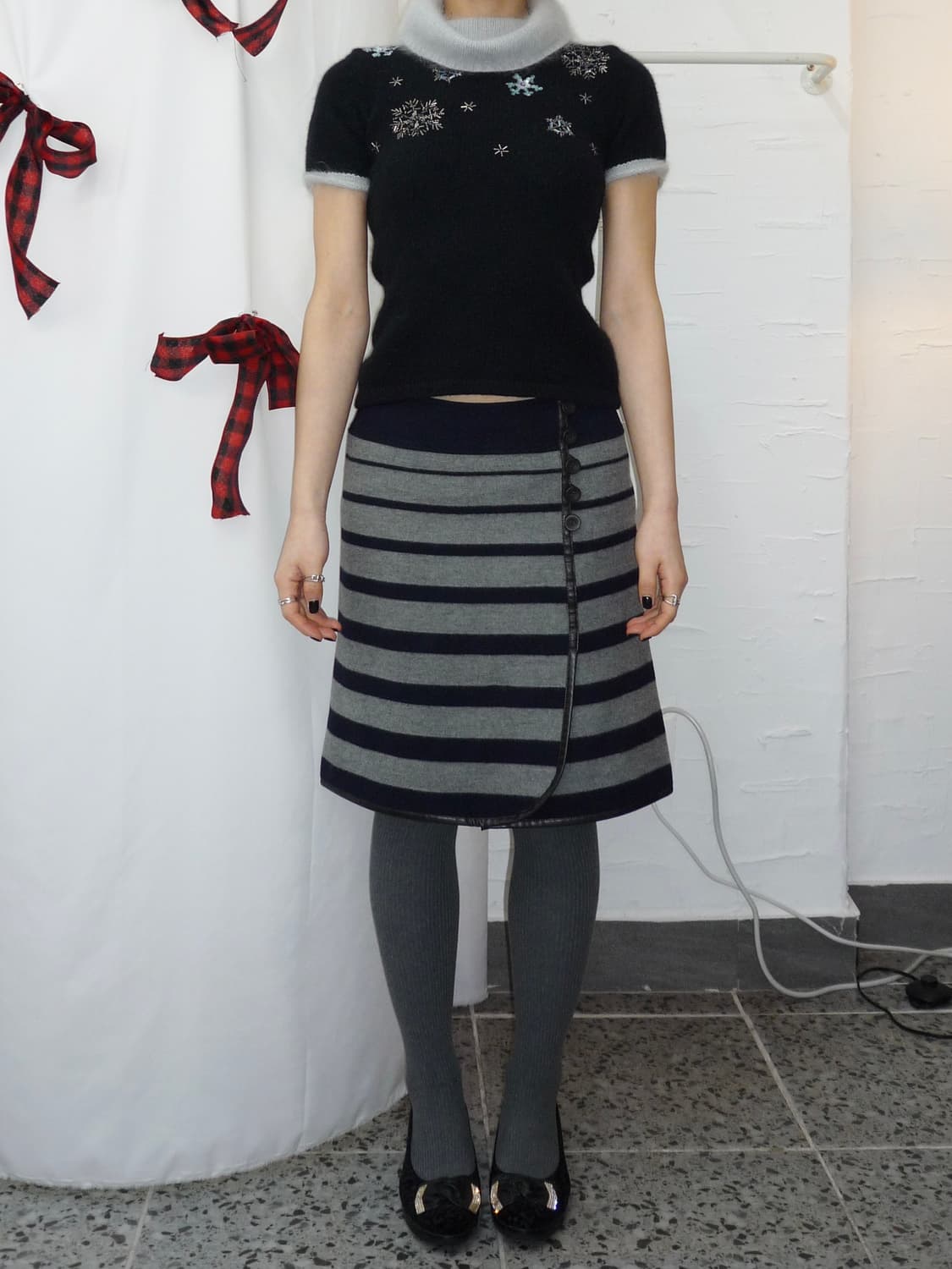 Buttons detail stripe skirt 상품이미지3