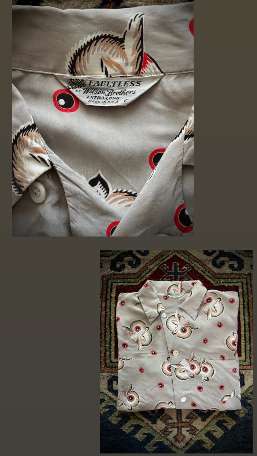 50s USA Wilson Brothers Owl eyeballs 셔츠 상품이미지10