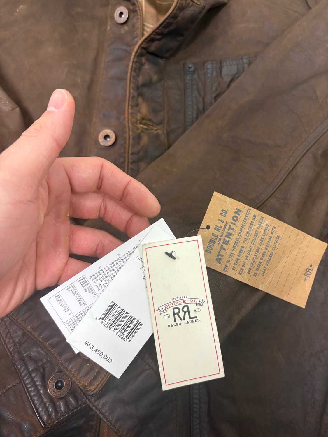 RRL 25fw 오일레더 트러커 L사이즈 상품이미지2