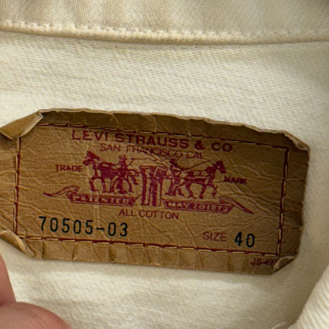 Japan 93S Leivs 리바이스  데님 자켓 아이보리 40 상품이미지2