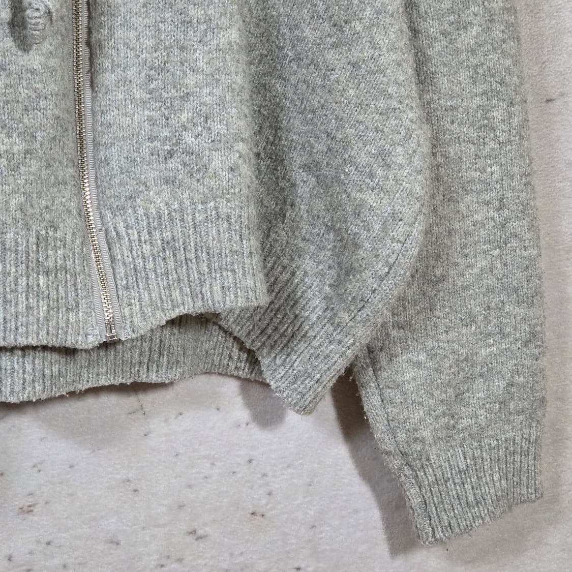 그레이 반크롭 오버핏 니트 후드집업 상품이미지3