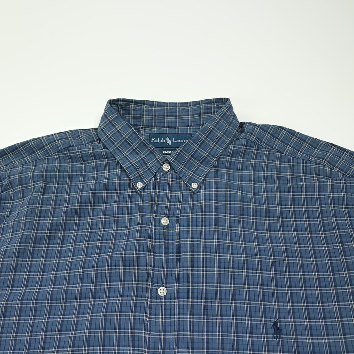 CK048 2XLT 폴로 00s 네이비 스몰 타탄체크 셔츠 남방 상품이미지2