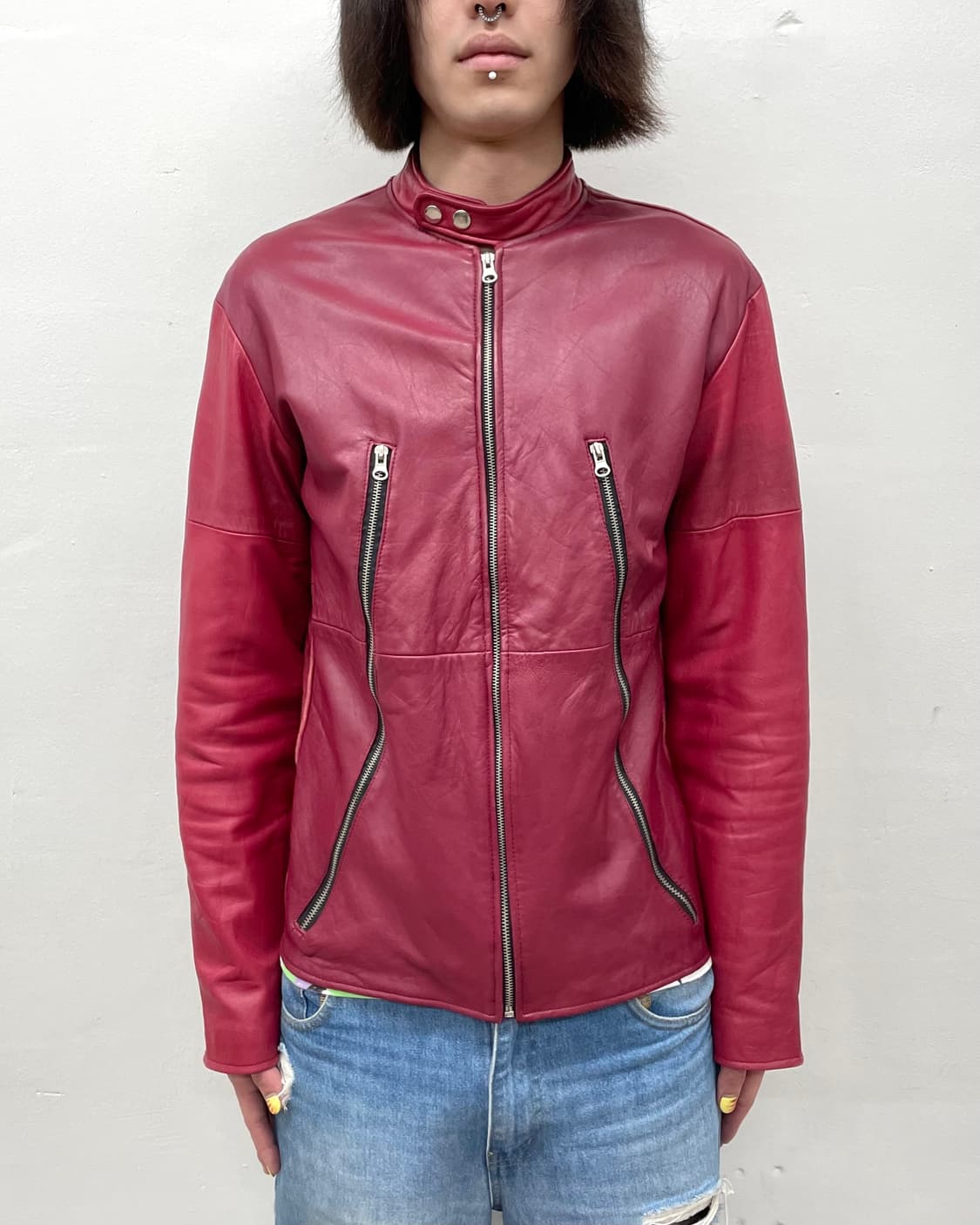 2 Closer Red Retro Biker Jacket  상품이미지1