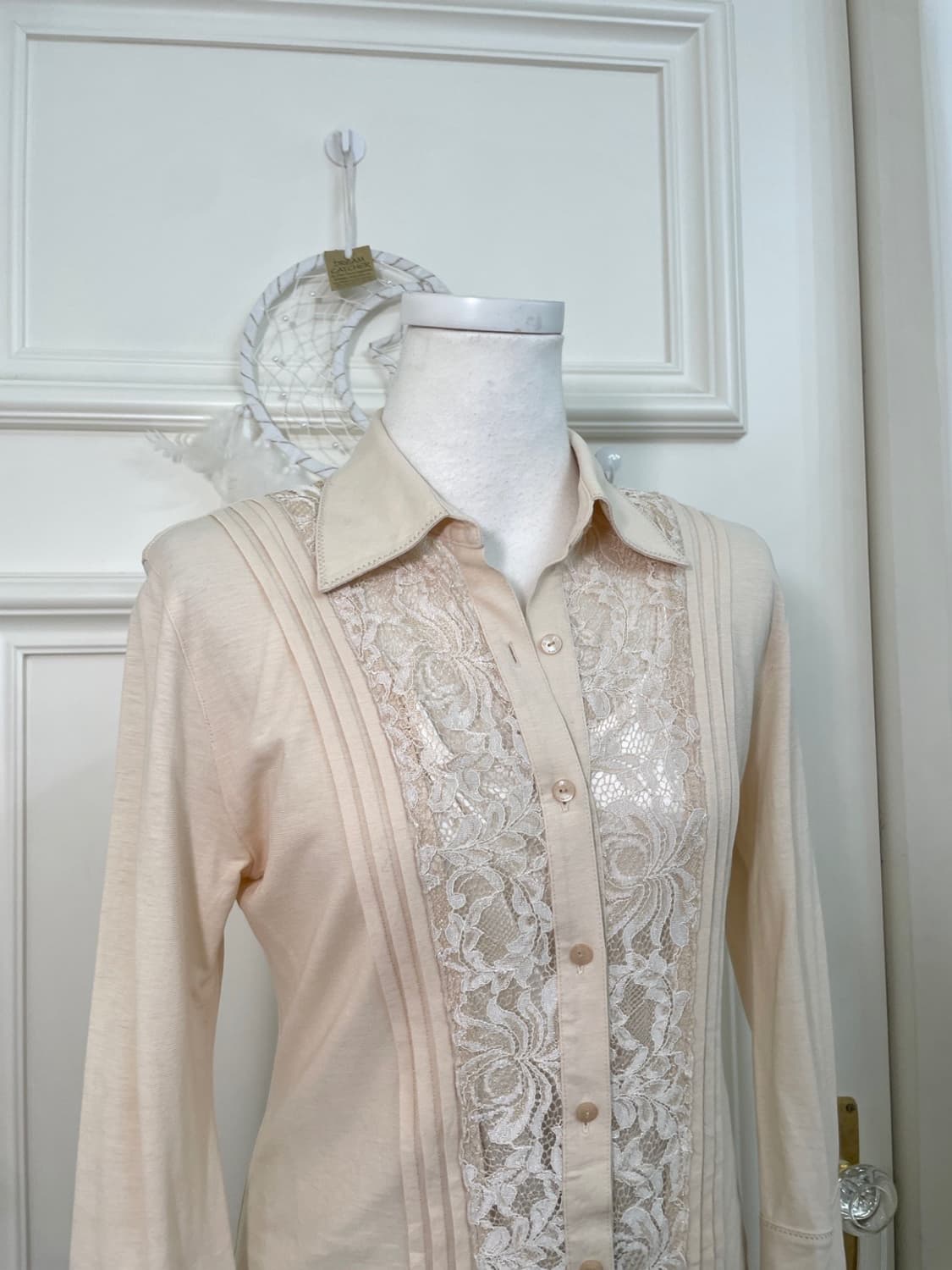 coral lace cotton spring shirt(size-40) 상품이미지6