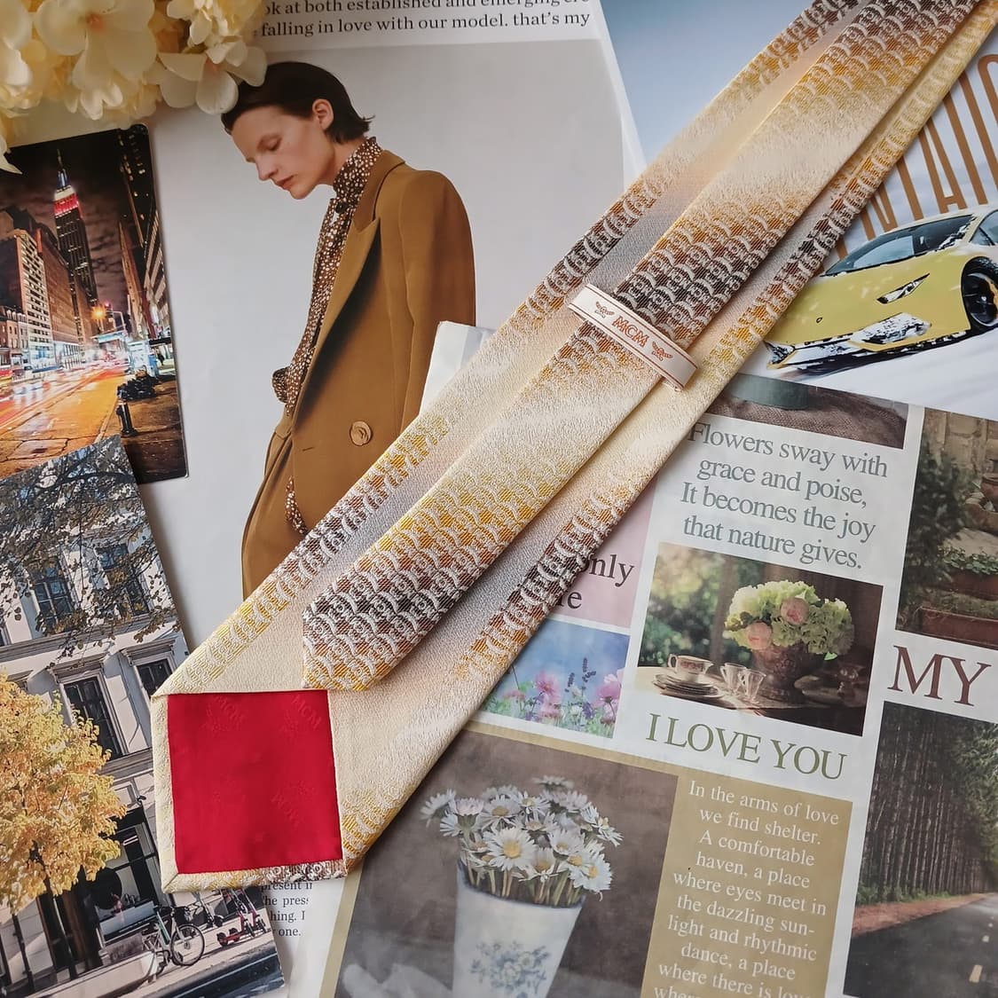 MCM 실크 옐로우 모노그램 넥타이 9.2cm A등급 A19259
 상품이미지5