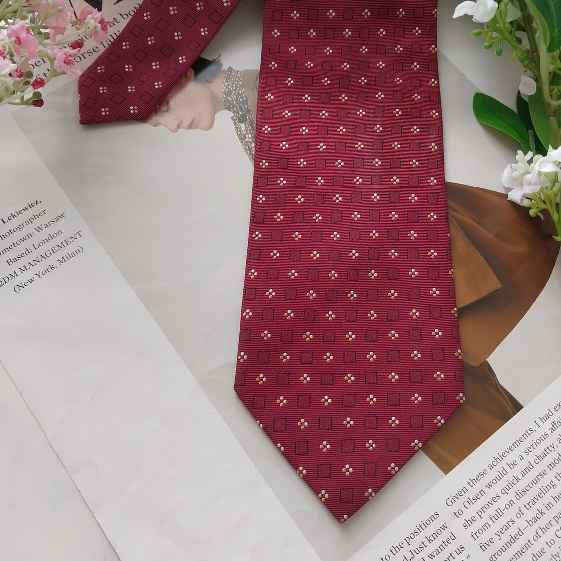 에르메네질도 제냐 실크 와인 패턴 넥타이 9.4cm A등급 K1711
 상품이미지5