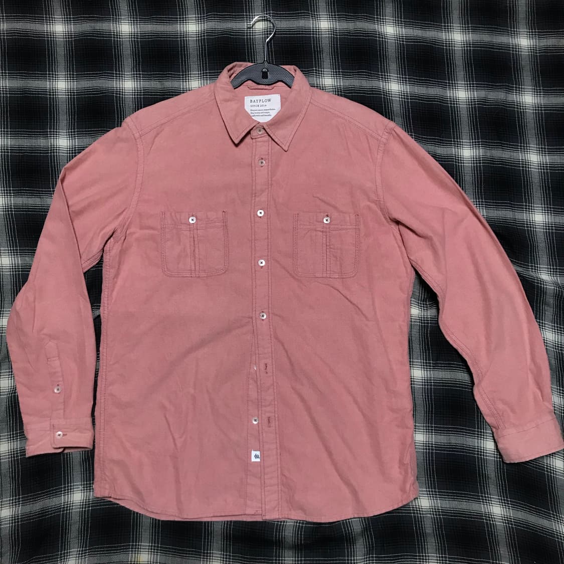 재팬 10s bay flow 피치 핑크 플란넬 옥스포드 워크셔츠 상품이미지1