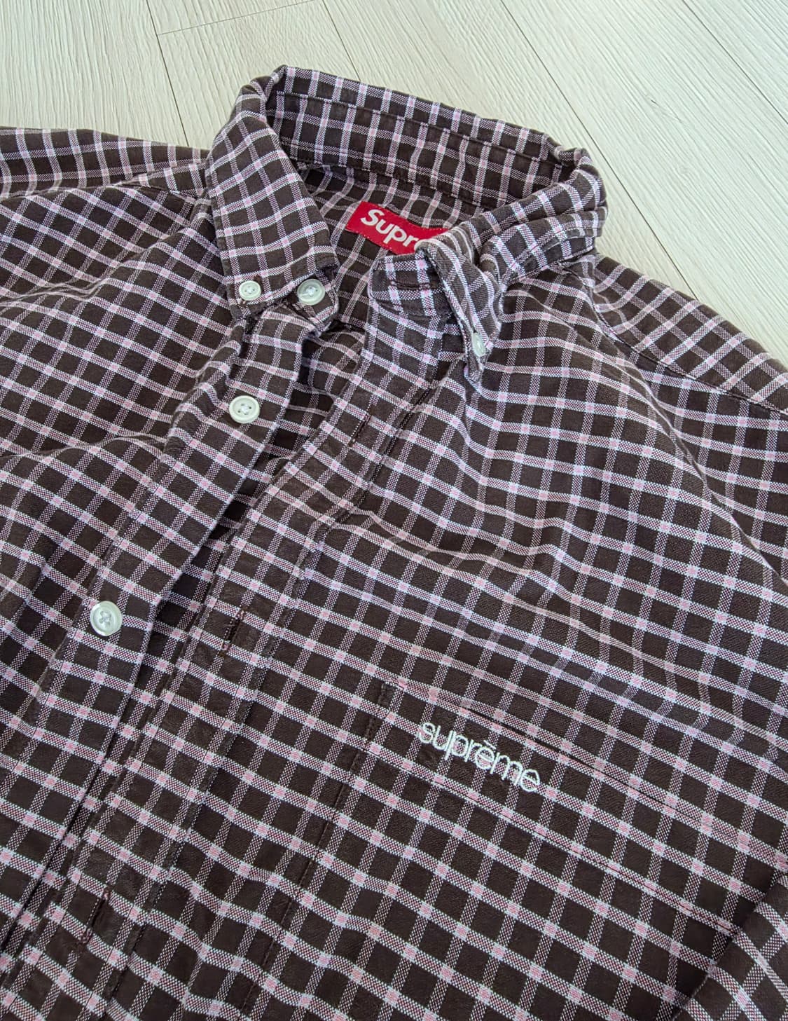 슈프림 루즈핏 옥스퍼드 셔츠 브라운 플레이드 상품이미지2