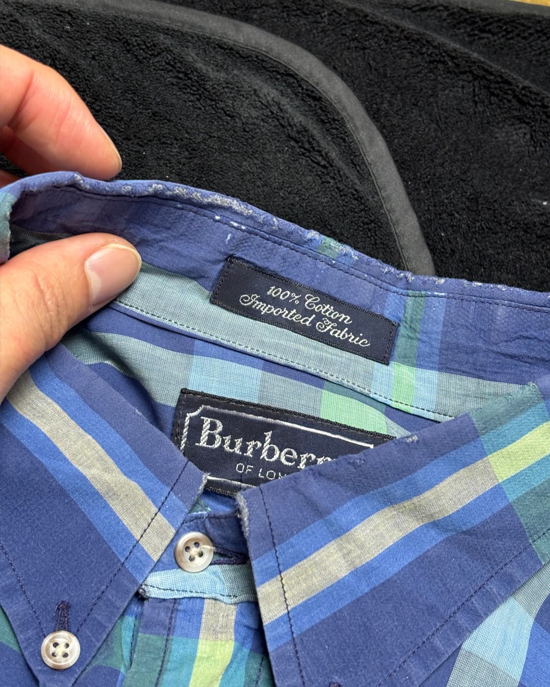 일본빈티지 Burberry London 블루 체크 셔츠 상품이미지4