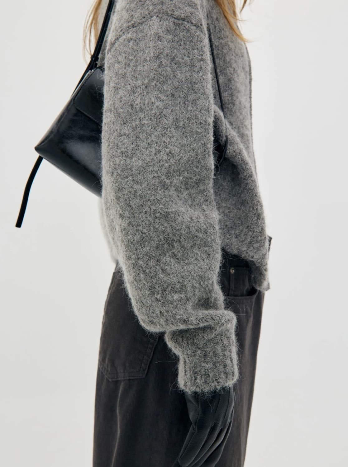 로우클래식 알파카 집업 가디건 그레이 S 상품이미지2