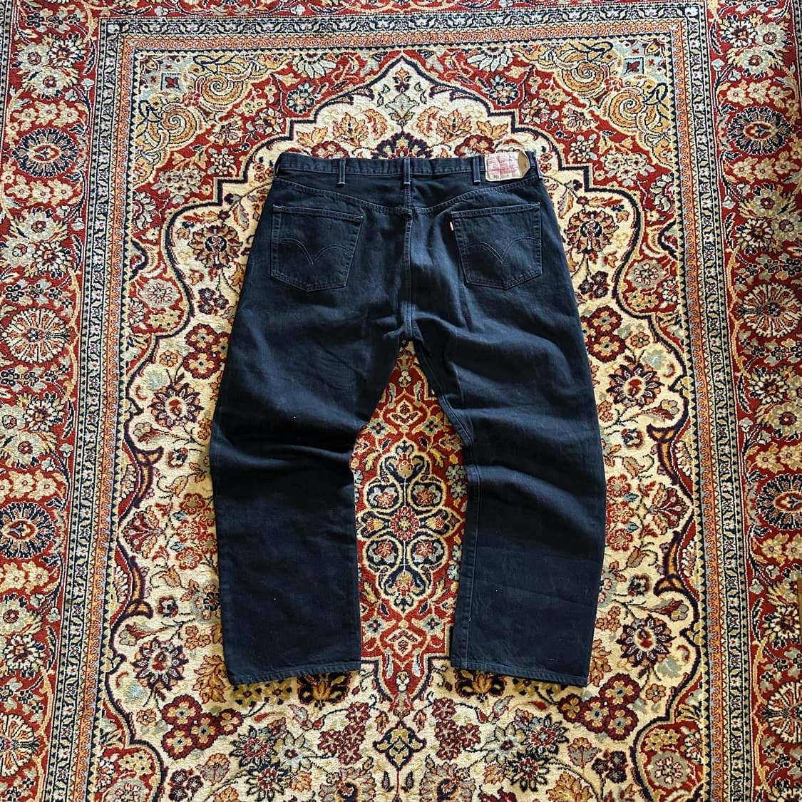 빅사이즈]00s 리바이스 501 흑청 스트레이트 데님 팬츠 상품이미지5