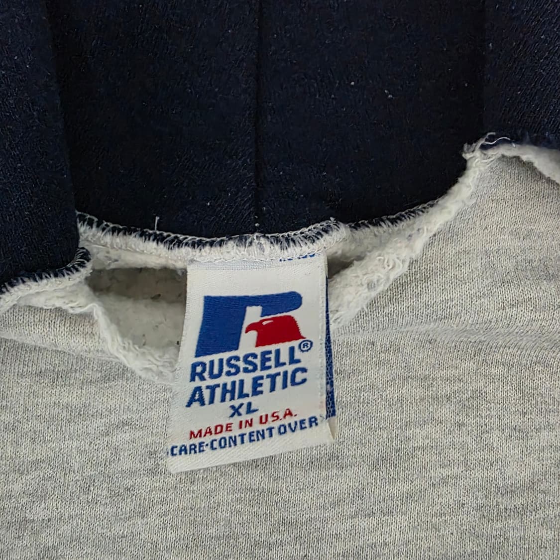 [XL] 90s 빈티지 러셀 애슬레틱 투톤 후드티 그레이/네이비 상품이미지5