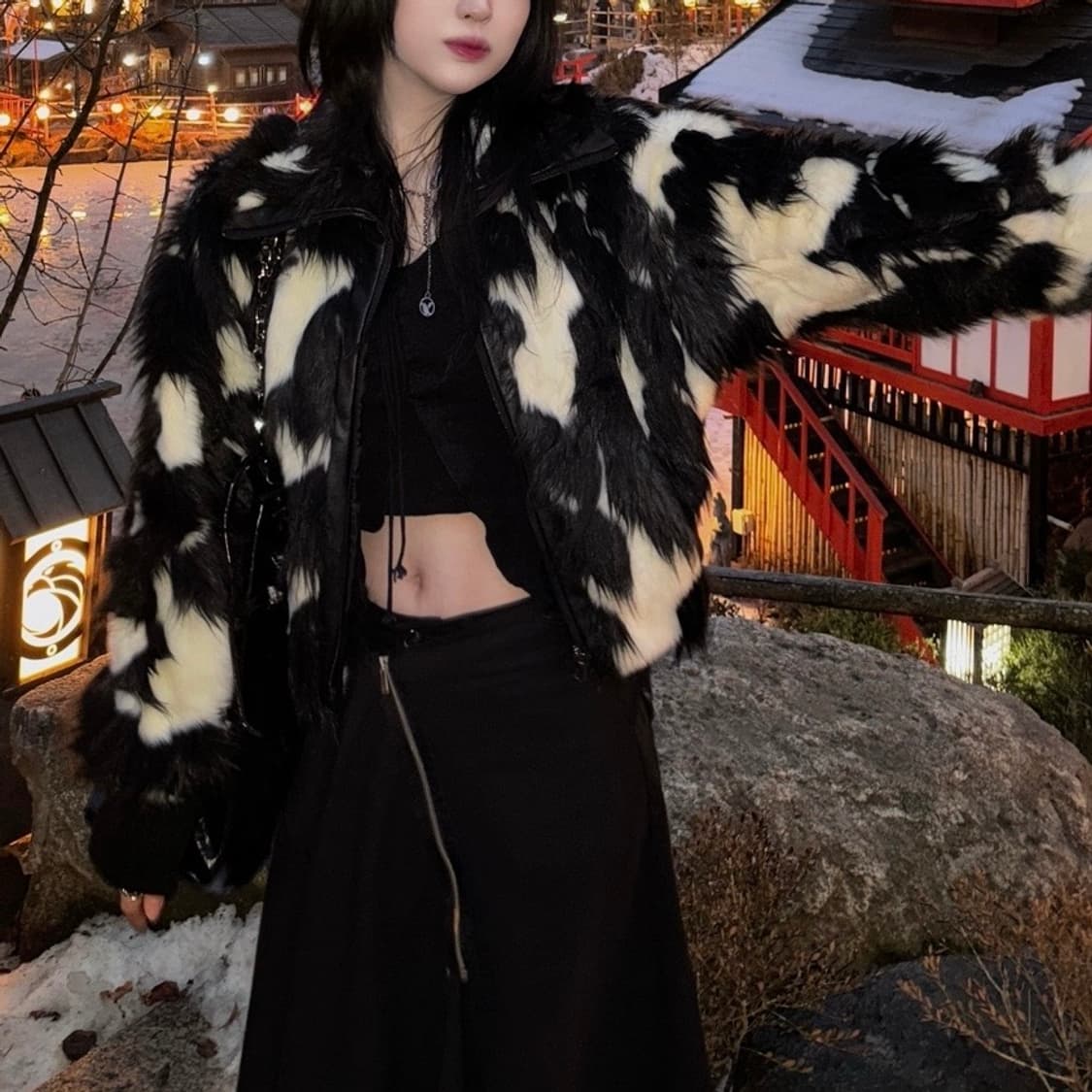 오호스 블랙 퍼자켓 상품이미지2