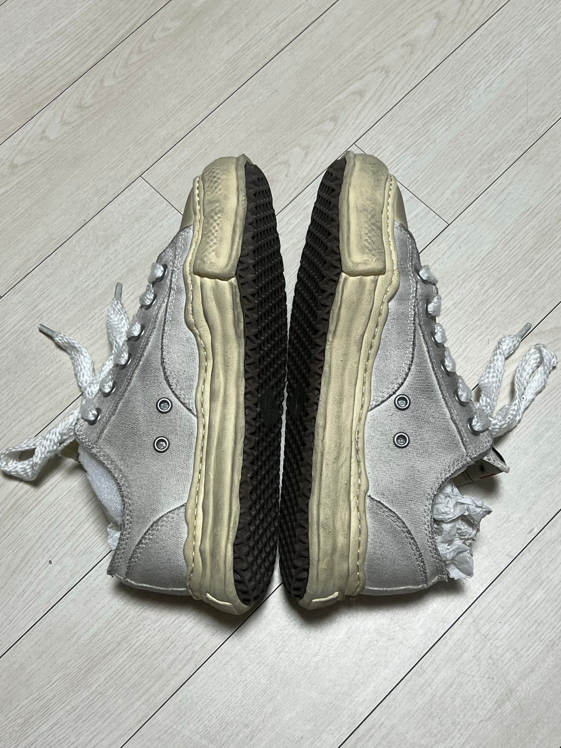 메종 미하라 야스히로 피터슨 OG 솔 DR 캔버스 로우탑 화이트 40 상품이미지4