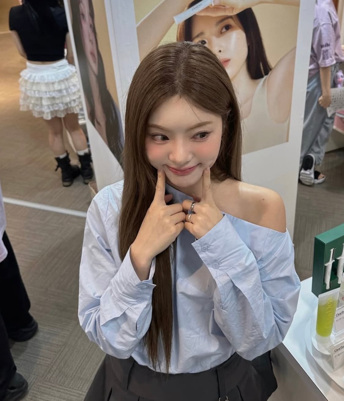 오픈숄더 블라우스 플리츠 치마바지 스커트 코디세트 상품이미지2