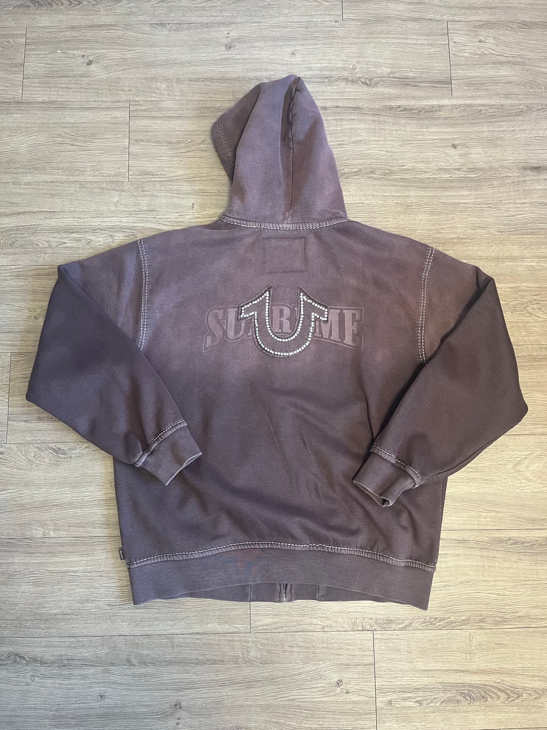 슈프림x트루릴리전 후드 집업 브라운 2xl 상품이미지2