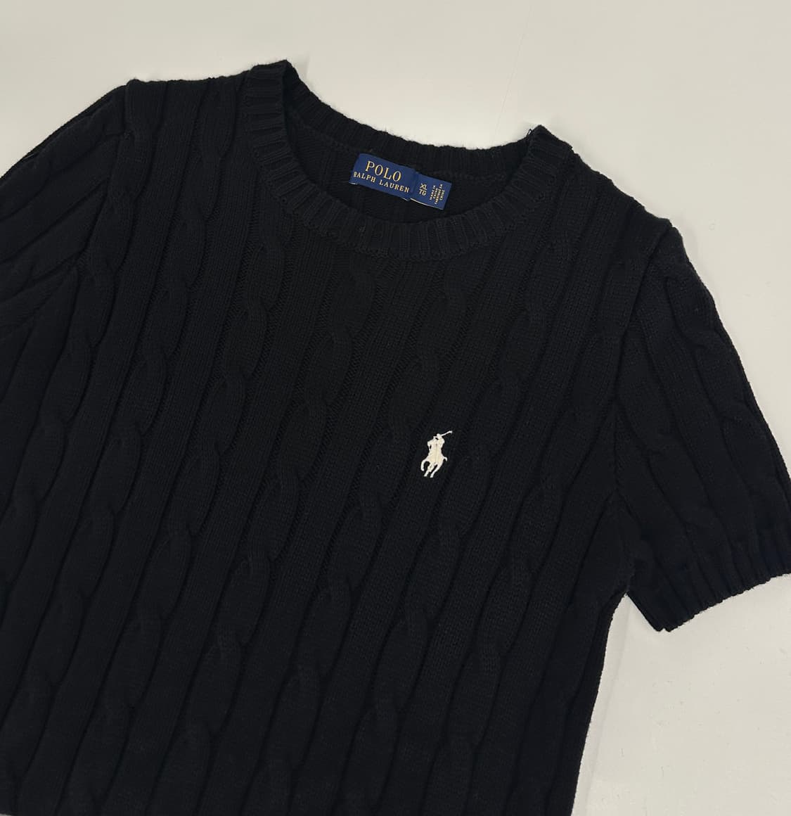 폴로 랄프로렌 여성 케이블 꽈배기 반팔니트 xl 블랙 상품이미지2