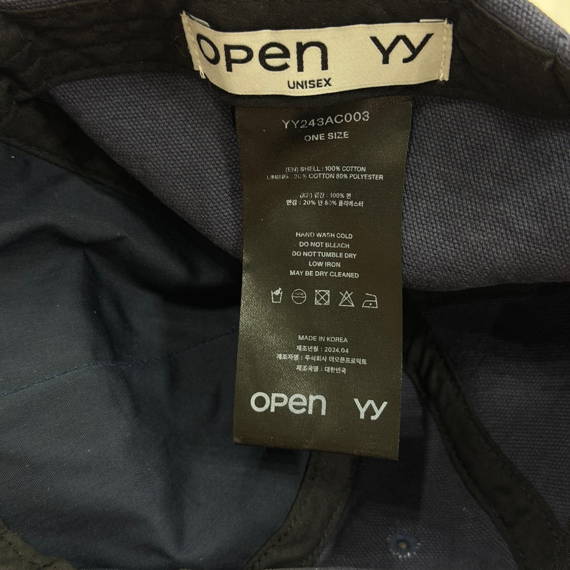 오픈와이와이 코튼 볼캡 모자 네이비 상품이미지5