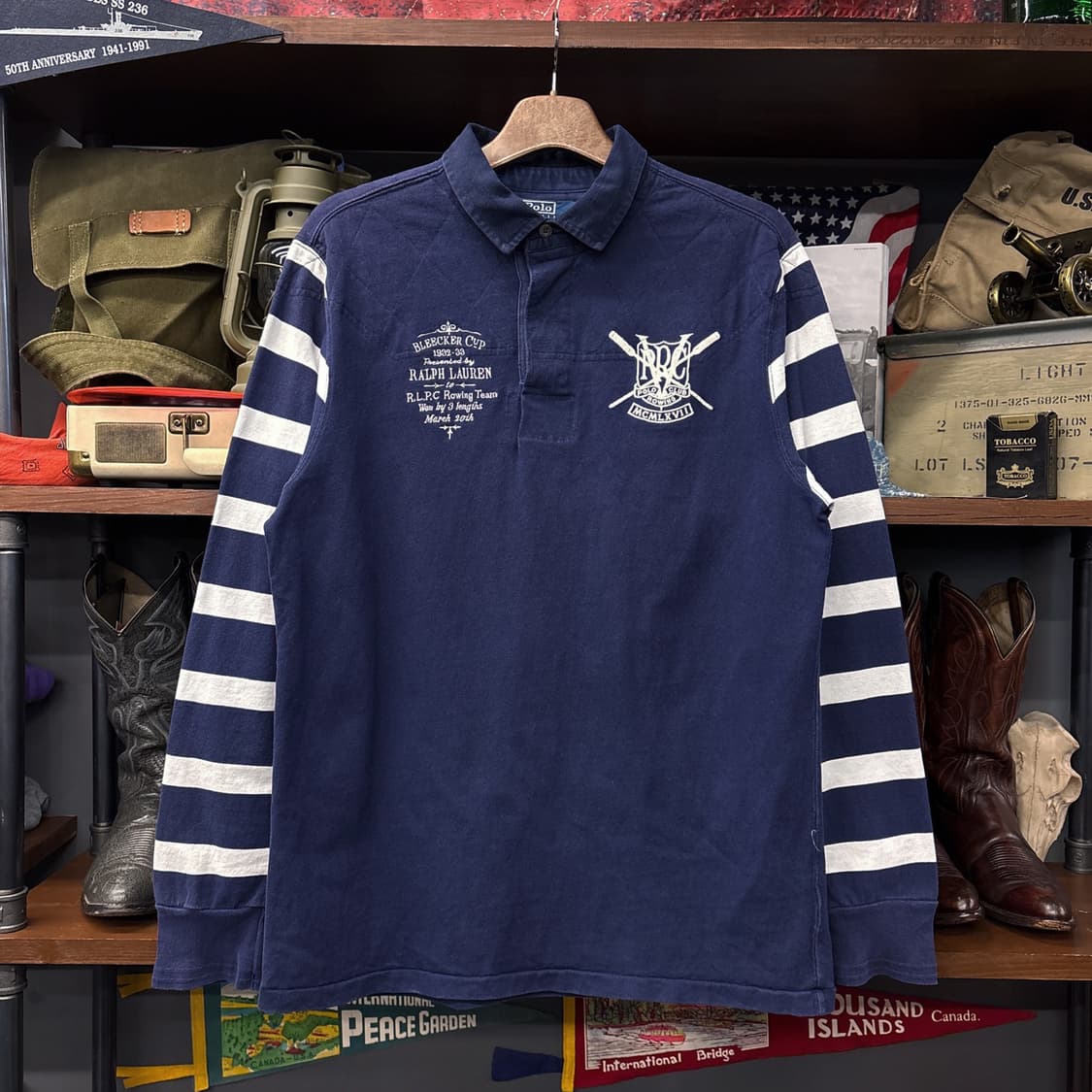 90s 폴로 랄프로렌 헤리티지 블리커 컵 자수 럭비셔츠 N362 상품이미지1