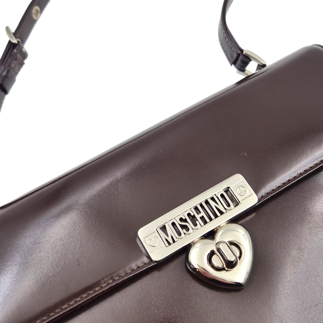 90s 모스키노 에나멜 레더 하트 버클 핸드백 상품이미지5