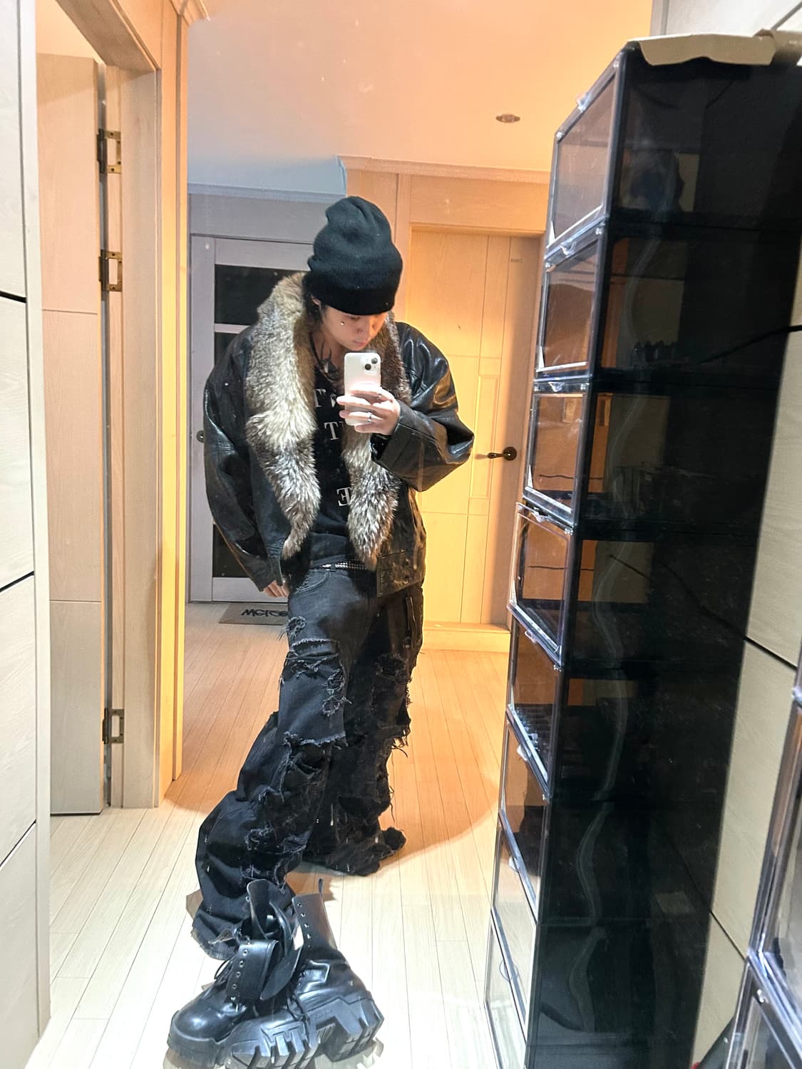 Sheep Skin Fur Leather Jacket 상품이미지4