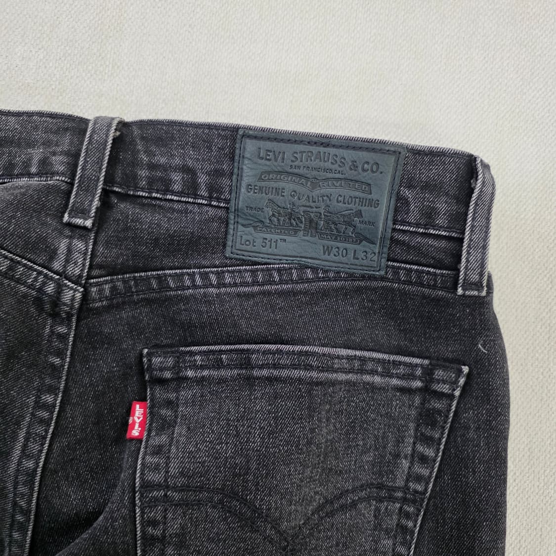 [W30 L32] 리바이스 511 흑청 워싱 데님 팬츠 바지 1229J 상품이미지4