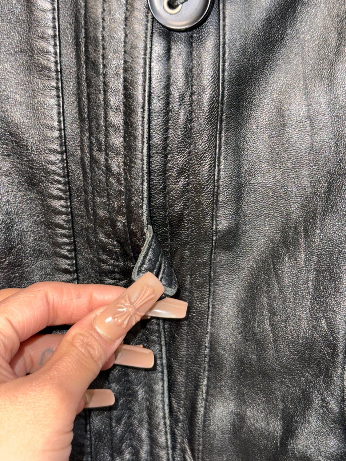 Black lamb skin high neck button jacket  상품이미지6