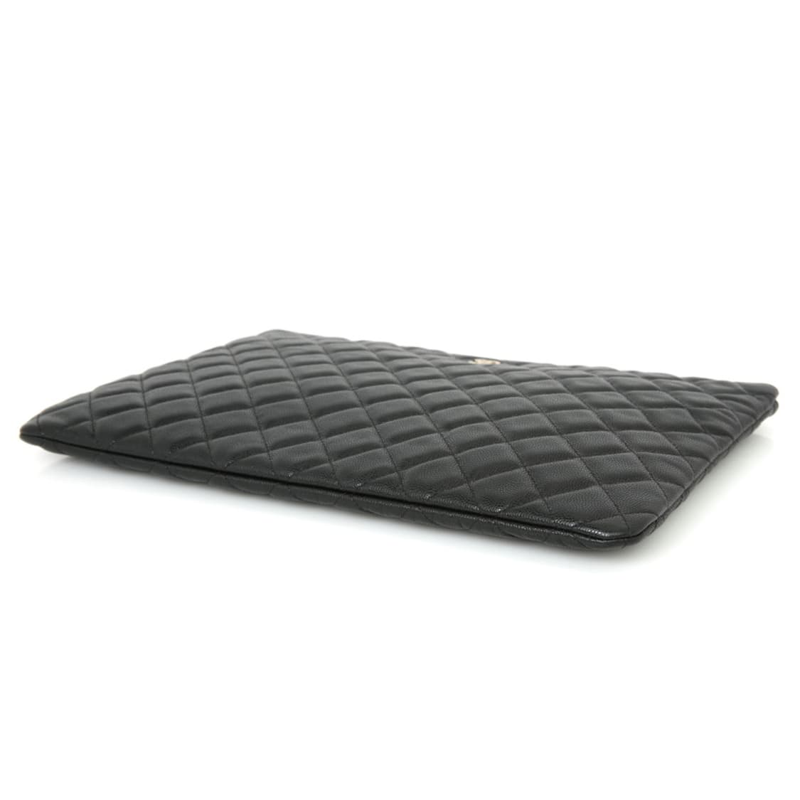 샤넬 캐비어 클러치 라지 CC 골드 블랙 파우치 A82552 상품이미지7