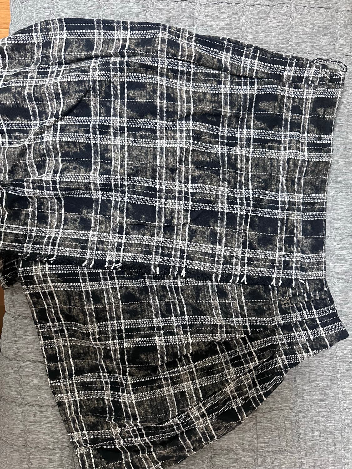 spread check fringe set-up pleated skirt 상품이미지1