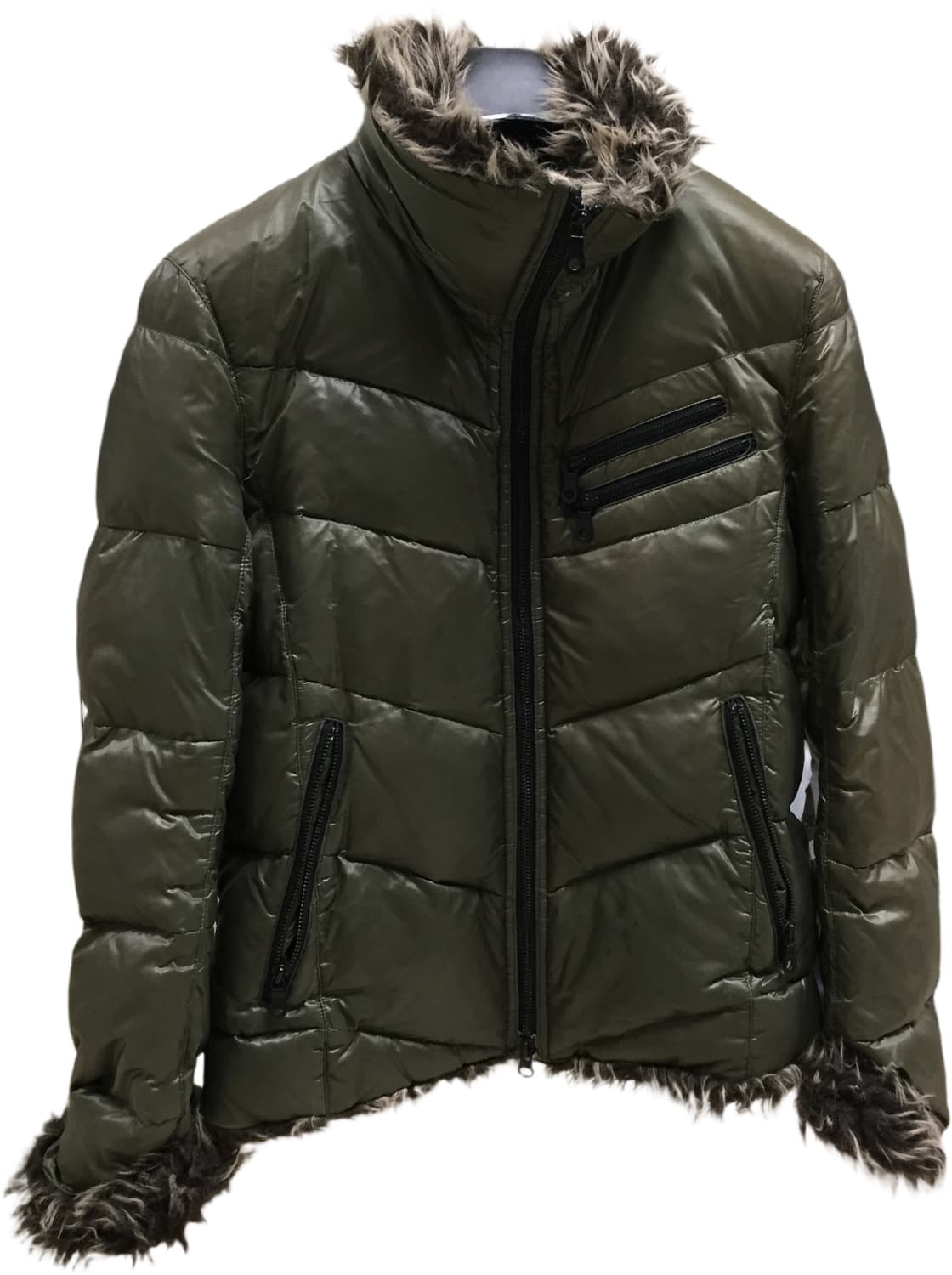 니콜클럽 카키 퍼 패딩 자켓 /유니크 Y2K 무드 상품이미지1