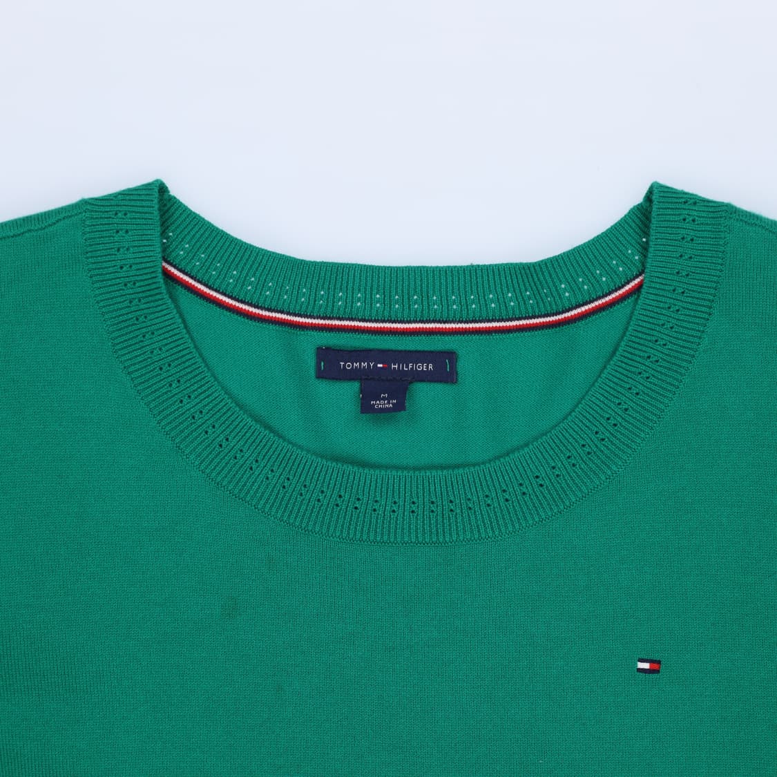 M 타미힐피거 라운드 코튼 얇은 니트 그린 4176 상품이미지5
