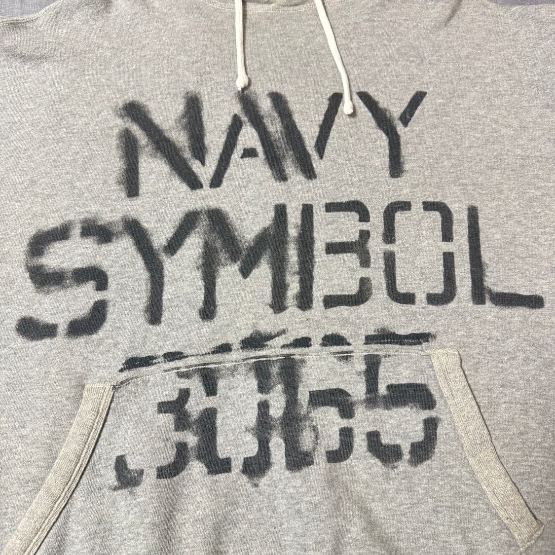[44]웨어하우스 "NAVY SYMBOL" 브러쉬 페인팅 후드 티 상품이미지3