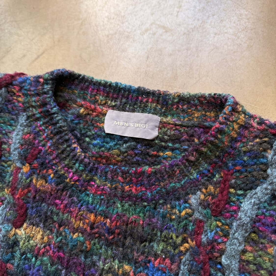 90S 맨즈 비기 BY 타케오 키쿠치 울혼방 믹스 컬러 스웨터 상품이미지4