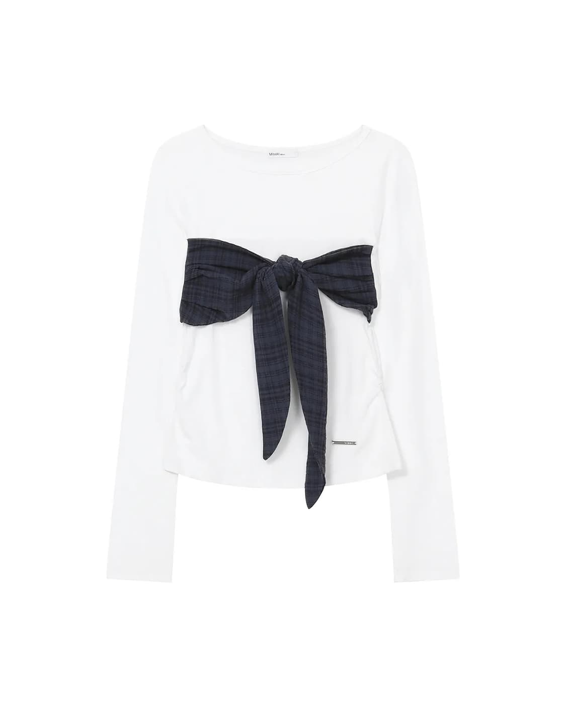 [1] 미세키 서울 체크 타이 롱슬리브 화이트  상품이미지1